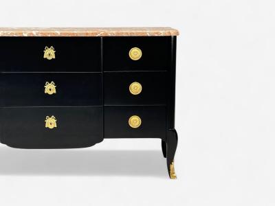 Maison Jansen Maison Jansen Mahogany Bronze Marble Ebonized Commode France 1940s