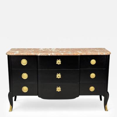 Maison Jansen Maison Jansen Mahogany Bronze Marble Ebonized Commode France 1940s