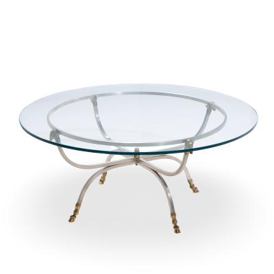Maison Jansen Maison Jansen Mid Century Round Rams Head Glass Top Coffee Table