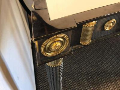 Maison Jansen Maison Jansen Monumental Concave Steel and Bronze Console or Sideboard