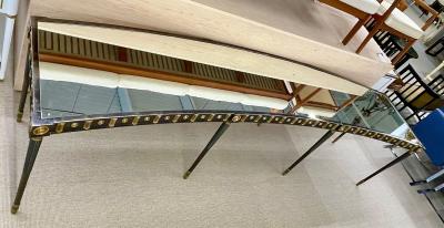 Maison Jansen Maison Jansen Monumental Concave Steel and Bronze Console or Sideboard