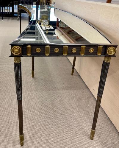 Maison Jansen Maison Jansen Monumental Concave Steel and Bronze Console or Sideboard