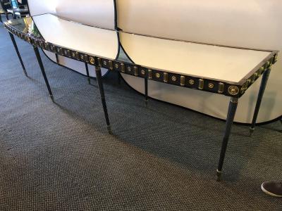 Maison Jansen Maison Jansen Monumental Concave Steel and Bronze Console or Sideboard