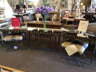 Maison Jansen Maison Jansen Monumental Concave Steel and Bronze Console or Sideboard