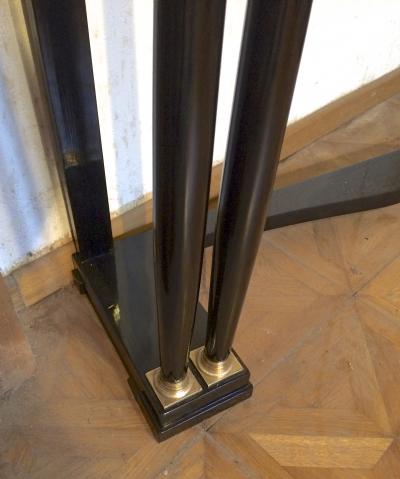 Maison Jansen Maison Jansen Neo Empire Style Black Lacquered Console with Bronze Marble Top