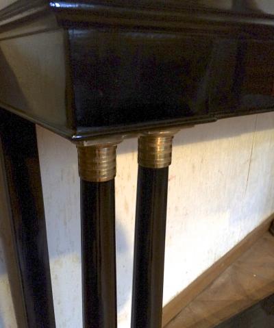 Maison Jansen Maison Jansen Neo Empire Style Black Lacquered Console with Bronze Marble Top