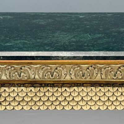Maison Jansen Maison Jansen Neoclassical Style Console Tables Carved Wood Green Marble