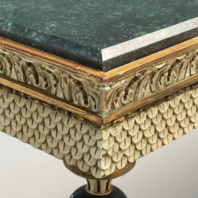 Maison Jansen Maison Jansen Neoclassical Style Console Tables Carved Wood Green Marble