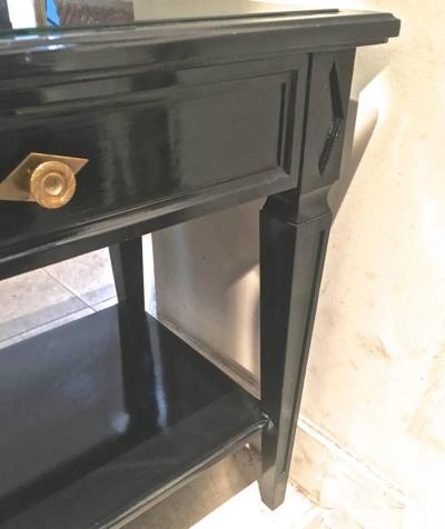 Maison Jansen Maison Jansen Pair of Blackened Wood Bedside or Side Table