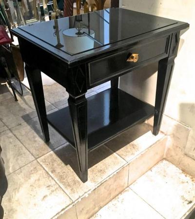 Maison Jansen Maison Jansen Pair of Blackened Wood Bedside or Side Table