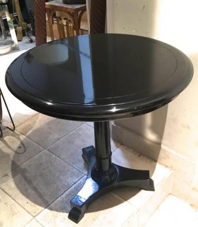 Maison Jansen Maison Jansen Pair of Blackened Wood Round Side Tables