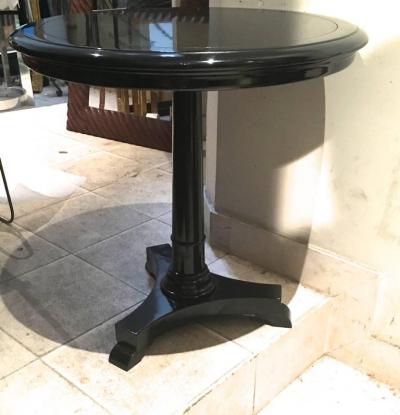 Maison Jansen Maison Jansen Pair of Blackened Wood Round Side Tables