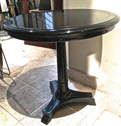 Maison Jansen Maison Jansen Pair of Blackened Wood Round Side Tables