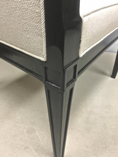 Maison Jansen Maison Jansen Pair of Chicest Black Arm Chair Covered in Silk Canvas