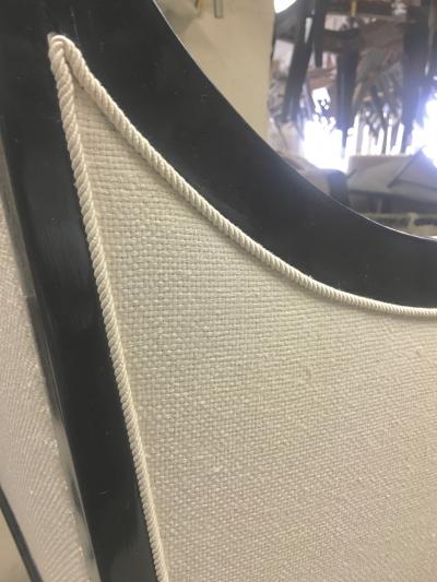 Maison Jansen Maison Jansen Pair of Chicest Black Arm Chair Covered in Silk Canvas