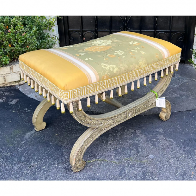Maison Jansen Maison Jansen Roman Bench Footstool Ottoman W Scalamandre Stripe