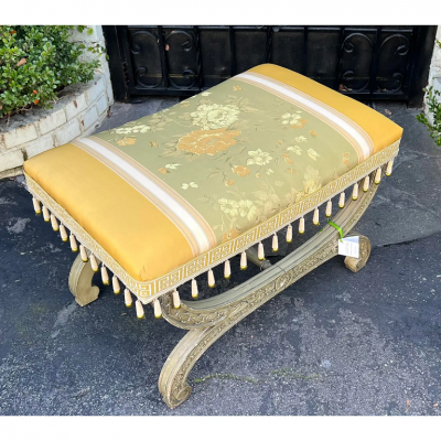 Maison Jansen Maison Jansen Roman Bench Footstool Ottoman W Scalamandre Stripe