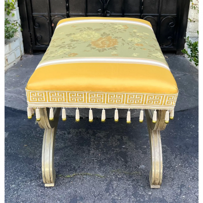 Maison Jansen Maison Jansen Roman Bench Footstool Ottoman W Scalamandre Stripe