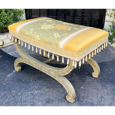 Maison Jansen Maison Jansen Roman Bench Footstool Ottoman W Scalamandre Stripe