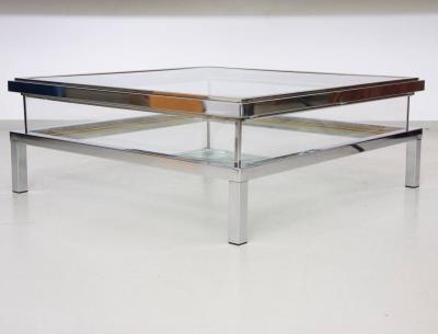 Maison Jansen Maison Jansen Sliding Glass Top Table in Chrome