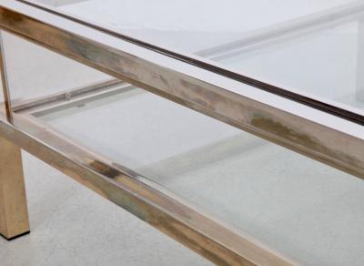 Maison Jansen Maison Jansen Sliding Top Coffee Table in Brass and Chrome