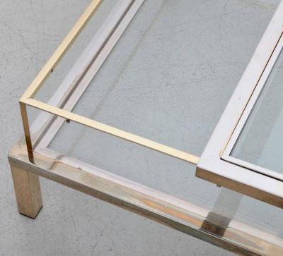 Maison Jansen Maison Jansen Sliding Top Coffee Table in Brass and Chrome