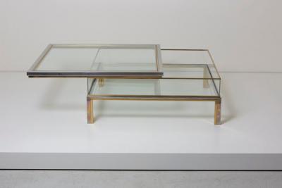 Maison Jansen Maison Jansen Sliding Top Coffee Table in Brass and Chrome