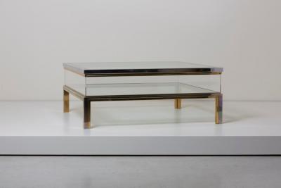 Maison Jansen Maison Jansen Sliding Top Coffee Table in Brass and Chrome