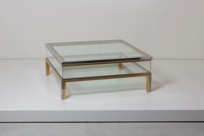 Maison Jansen Maison Jansen Sliding Top Coffee Table in Brass and Chrome