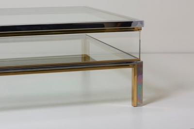 Maison Jansen Maison Jansen Sliding Top Coffee Table in Brass and Chrome