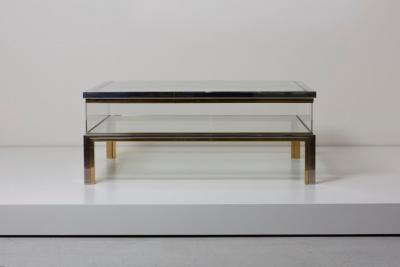 Maison Jansen Maison Jansen Sliding Top Coffee Table in Brass and Chrome