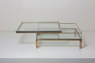 Maison Jansen Maison Jansen Sliding Top Coffee Table in Brass and Chrome