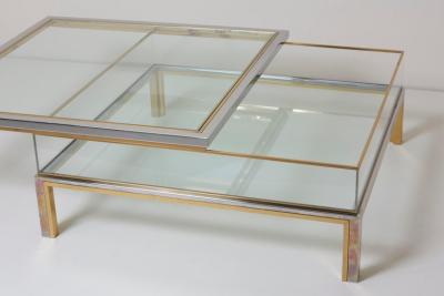 Maison Jansen Maison Jansen Sliding Top Coffee Table in Brass and Chrome