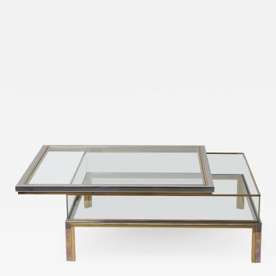 Maison Jansen Maison Jansen Sliding Top Coffee Table in Brass and Chrome