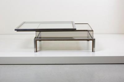 Maison Jansen Maison Jansen Sliding Top Coffee Table in Brass and Chrome