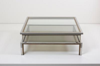 Maison Jansen Maison Jansen Sliding Top Coffee Table in Brass and Chrome