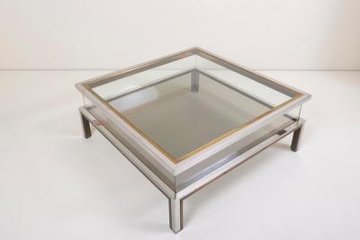 Maison Jansen Maison Jansen Sliding Top Coffee Table in Brass and Chrome