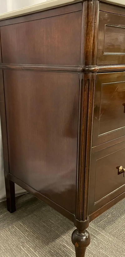 Maison Jansen Maison Jansen Stamped Louis XVI Style Mahogany Marble Top Commode