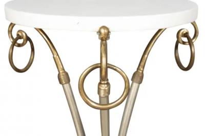 Maison Jansen Maison Jansen Steel And Brass Pedestal Table