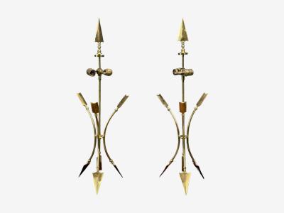 Maison Jansen Maison Jansen Style Arrow Motif Table Lamps Bronze France 1970s