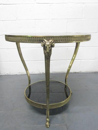 Maison Jansen Maison Jansen Style Brass Rams Head Gueridon or Side Table