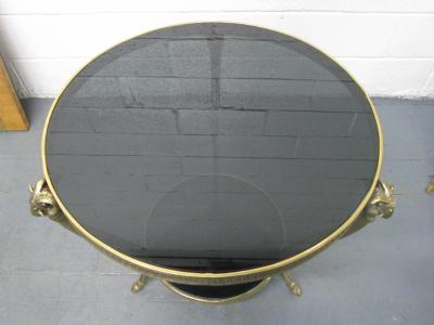 Maison Jansen Maison Jansen Style Brass Rams Head Gueridon or Side Table