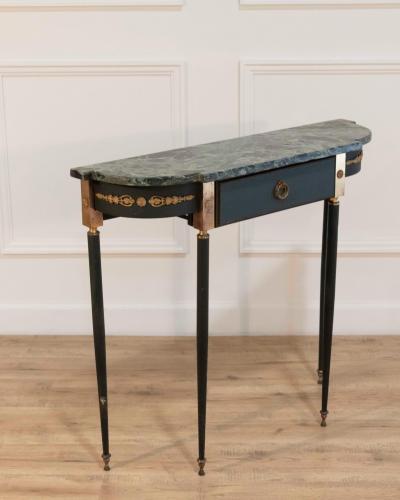 Maison Jansen Maison Jansen Style Console Table in Painted Iron and Gilt Bronze with Marble To