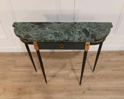 Maison Jansen Maison Jansen Style Console Table in Painted Iron and Gilt Bronze with Marble To