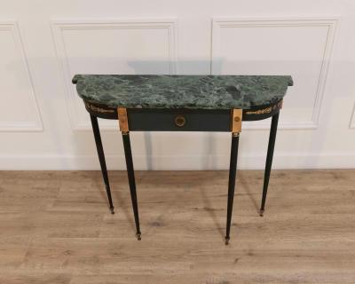 Maison Jansen Maison Jansen Style Console Table in Painted Iron and Gilt Bronze with Marble To