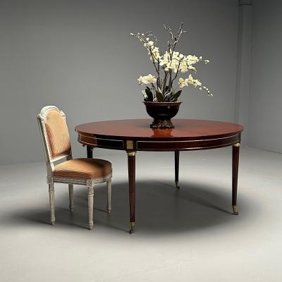 Maison Jansen Maison Jansen Style French Louis XVI Dining Table Circular Mahogany Bronze