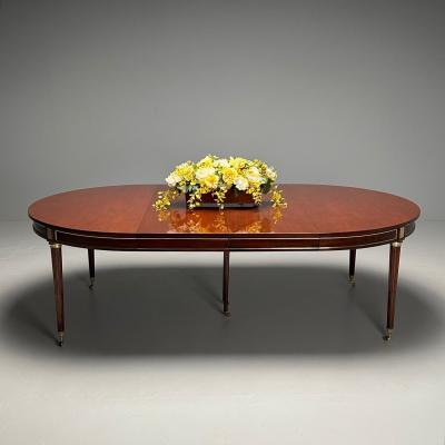 Maison Jansen Maison Jansen Style French Louis XVI Dining Table Circular Mahogany Bronze