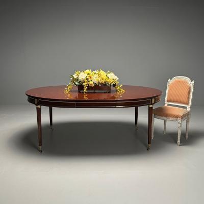 Maison Jansen Maison Jansen Style French Louis XVI Dining Table Circular Mahogany Bronze