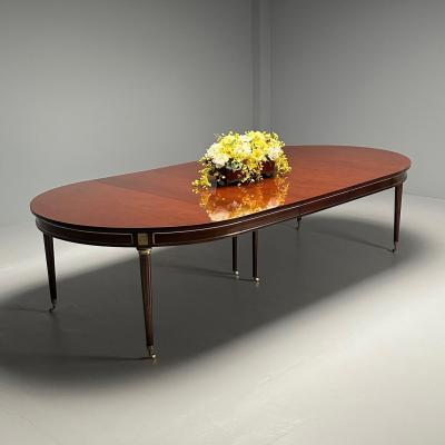 Maison Jansen Maison Jansen Style French Louis XVI Dining Table Circular Mahogany Bronze