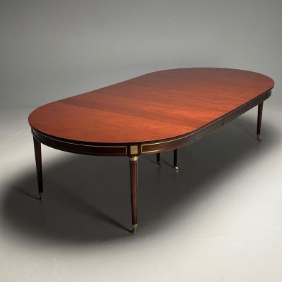 Maison Jansen Maison Jansen Style French Louis XVI Dining Table Circular Mahogany Bronze